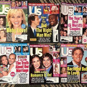 Vintage 2003 Y2K US Weekly Magazines Lot of 6 Celebrity Reese JLo Demi Ashton
